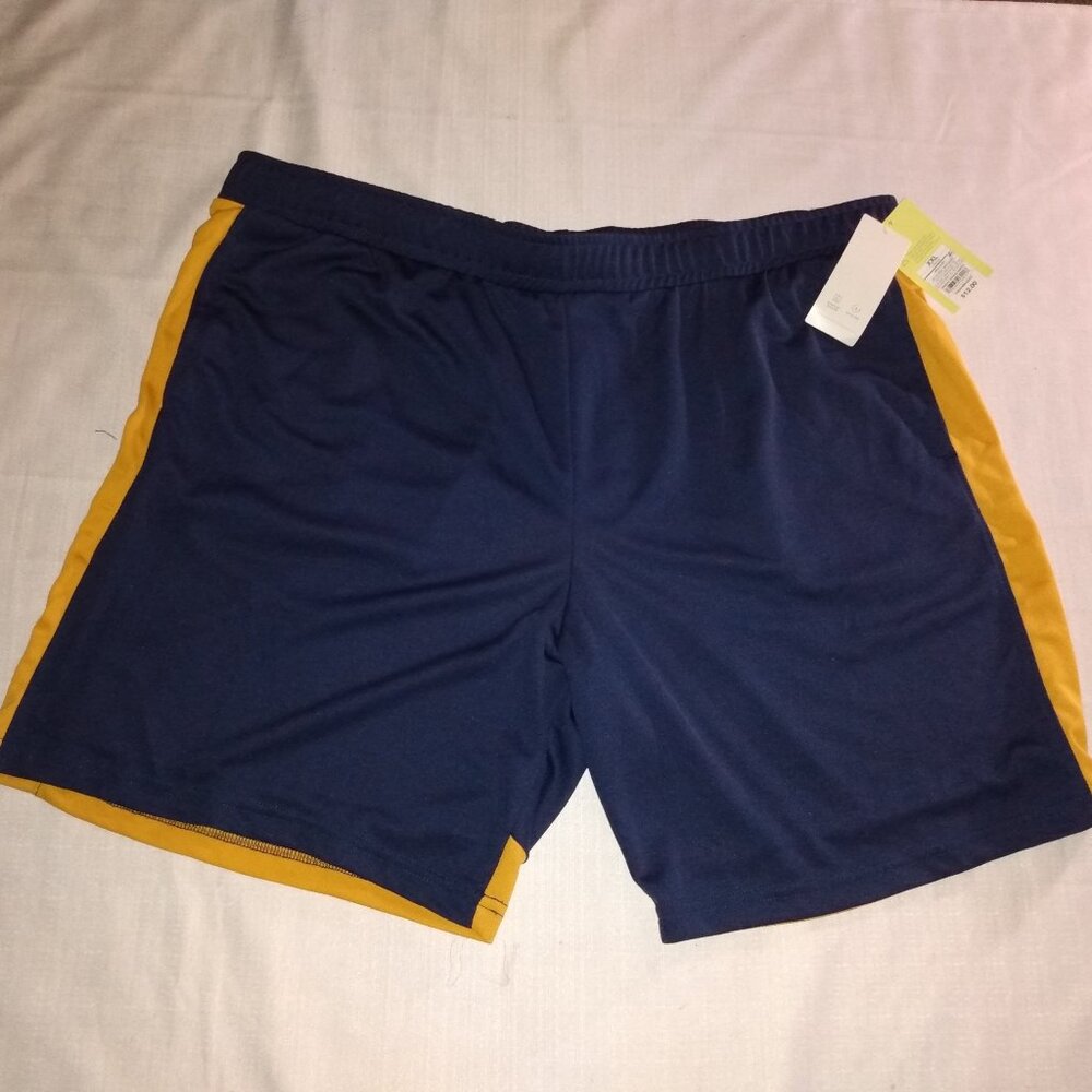 Men's XXL All in Motion Navy and Yellow Athletic mesh Shorts XXL